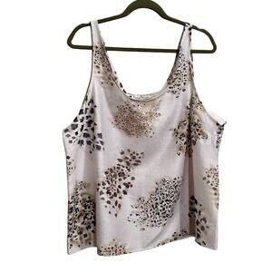 NEW Courtney Washington Women’s Linen Blend Leopard Print Tank Top 2X
